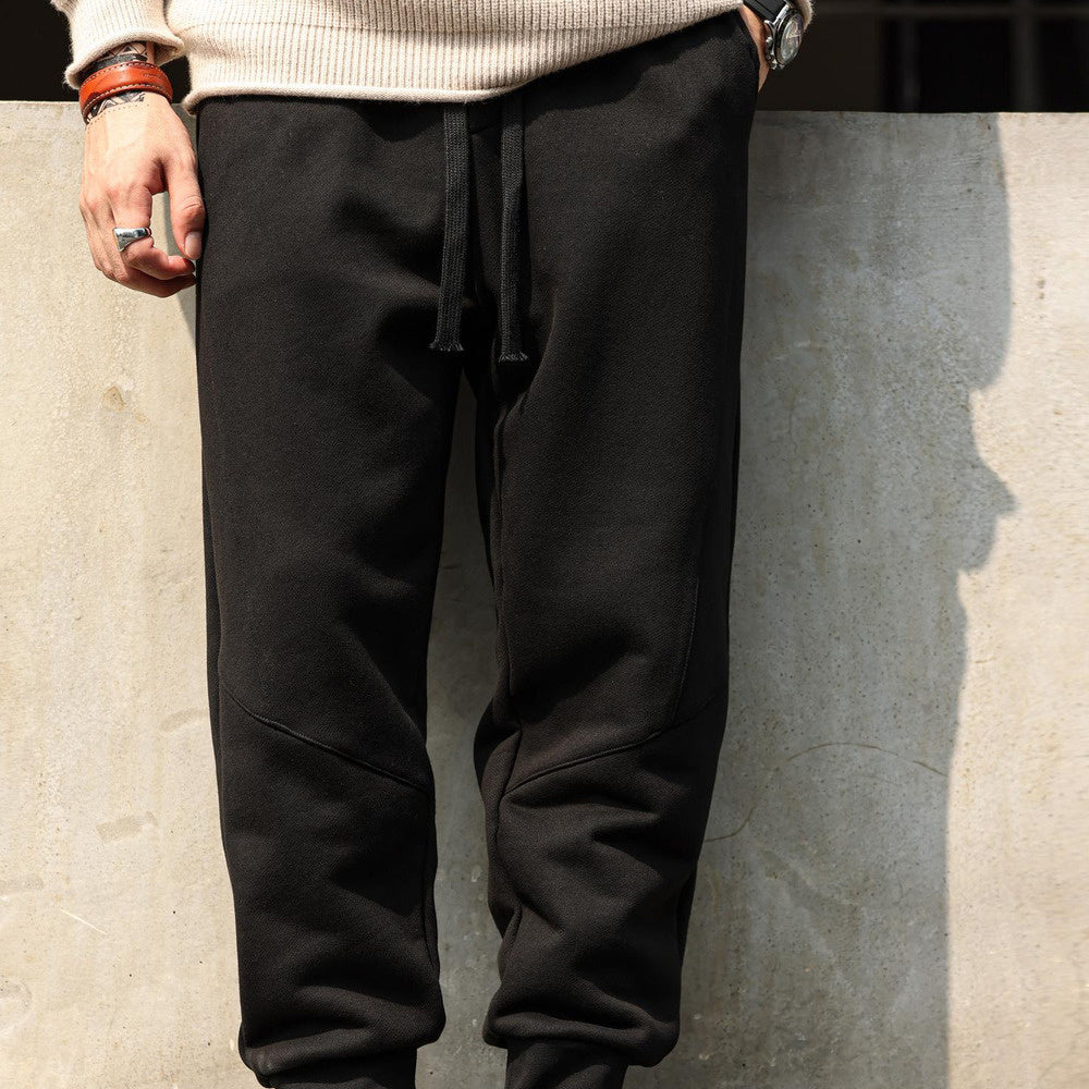 500g pure cotton skin friendly ankle binding sports sweatpants, new spliced solid color casual pants