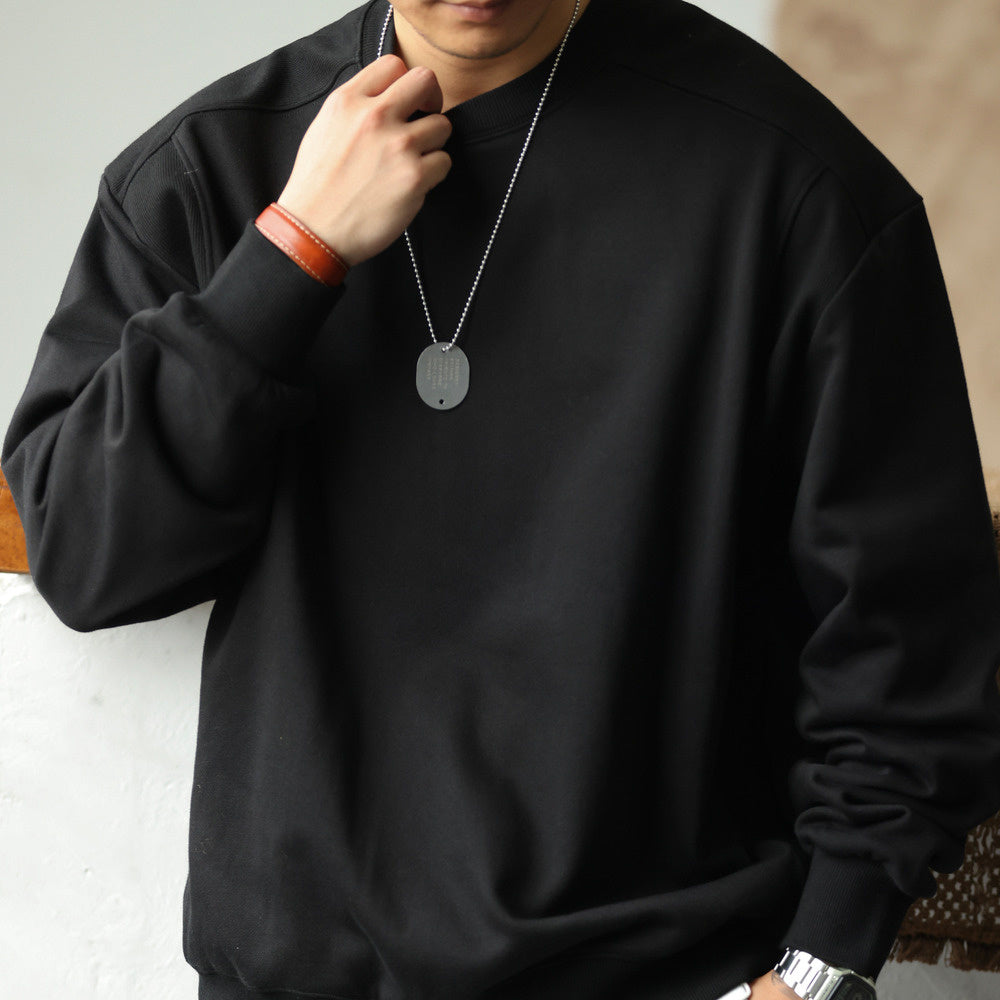 Arman hoodie loose round neck 390g threaded splicing clean top
