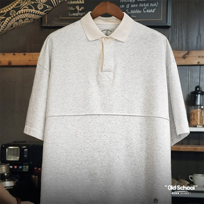 Maden Retro Heavyweight Knitted Short sleeved Polo Shirt Cleanfit Polo Neck T-shirt