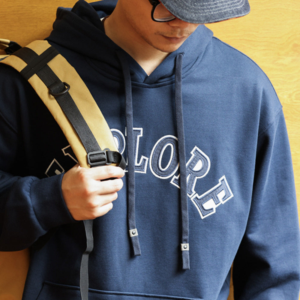 BGYO casual 380g pure cotton hooded sweatshirt men's loose embroidered couple hoodie jacket