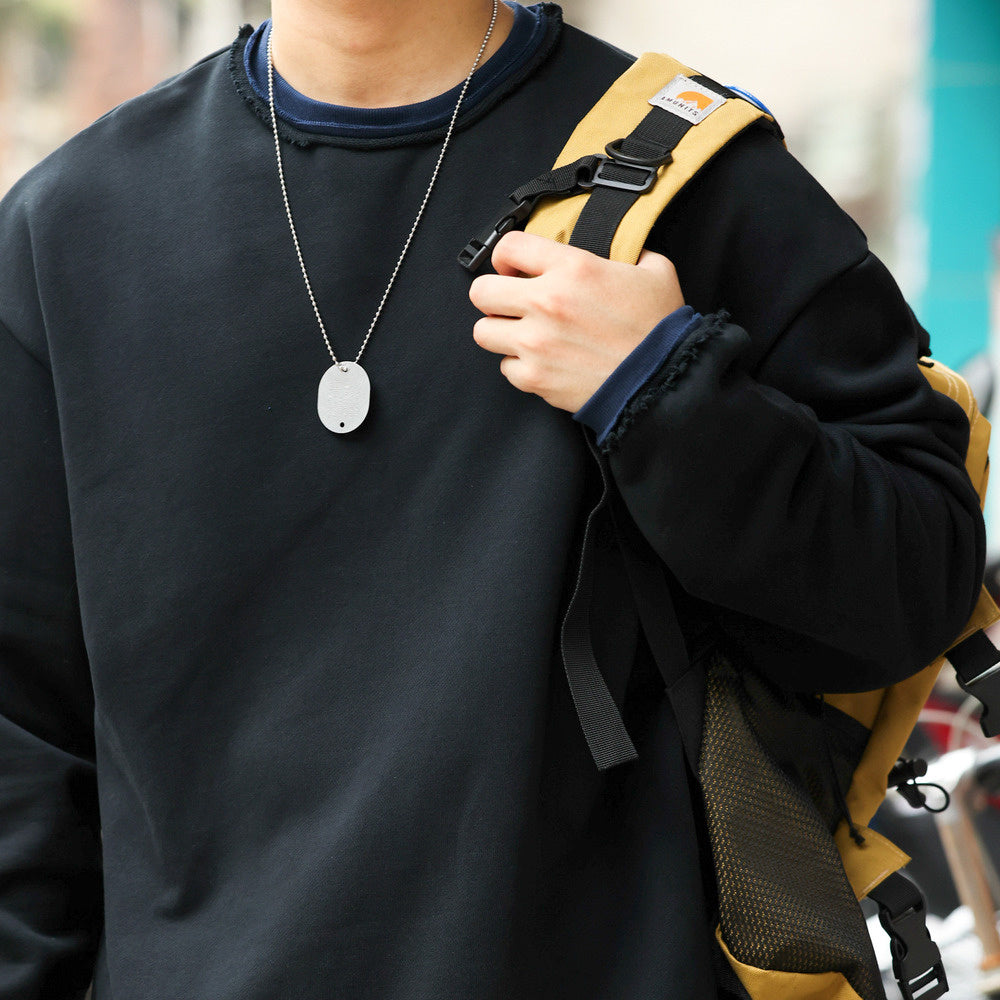 Fake two different color spliced round neck sweatshirt pullover 480g looped bottom cotton jacket