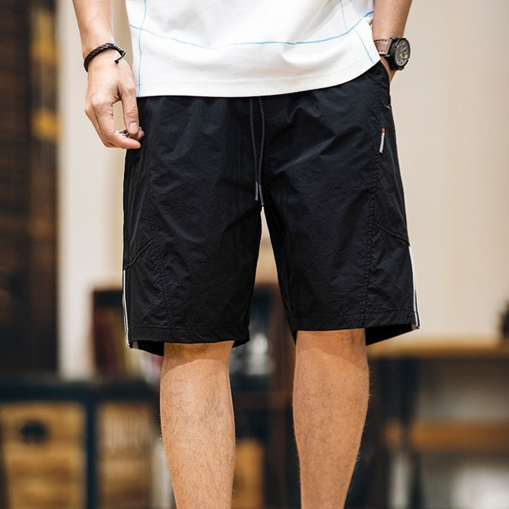 Summer men's lightweight outdoor reflective strip quick drying shorts