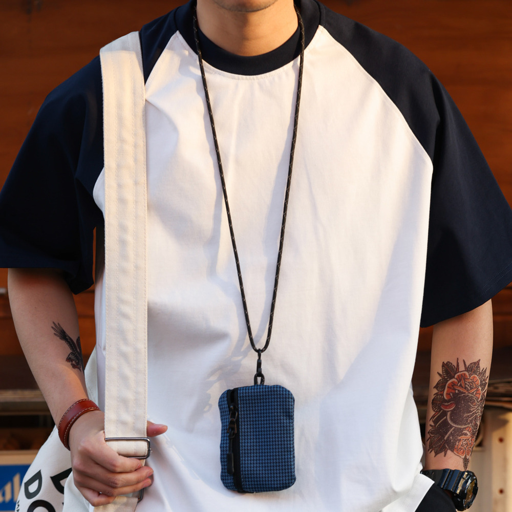 American 305g contrasting color men's casual loose sports T-shirt