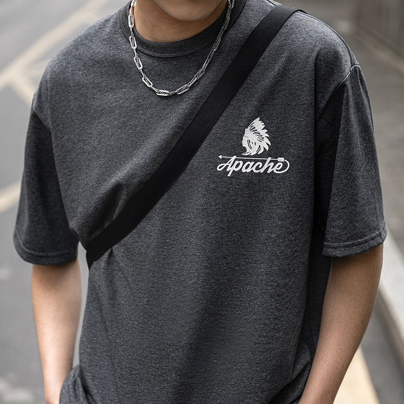 American retro Indian print loose round neck short sleeved T-shirt