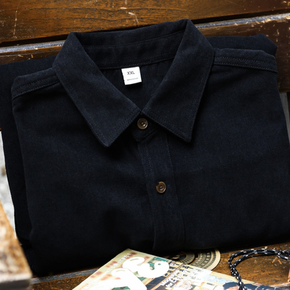 Meide La color washed pure cotton layered outer layer long sleeved shirt jacket