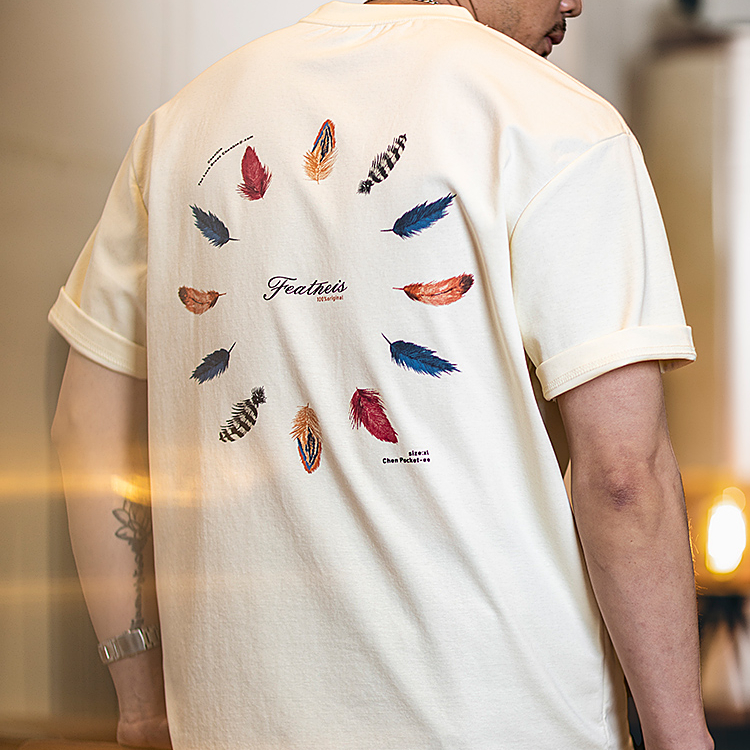 American retro fun printed men's loose casual short sleeved t-shirt