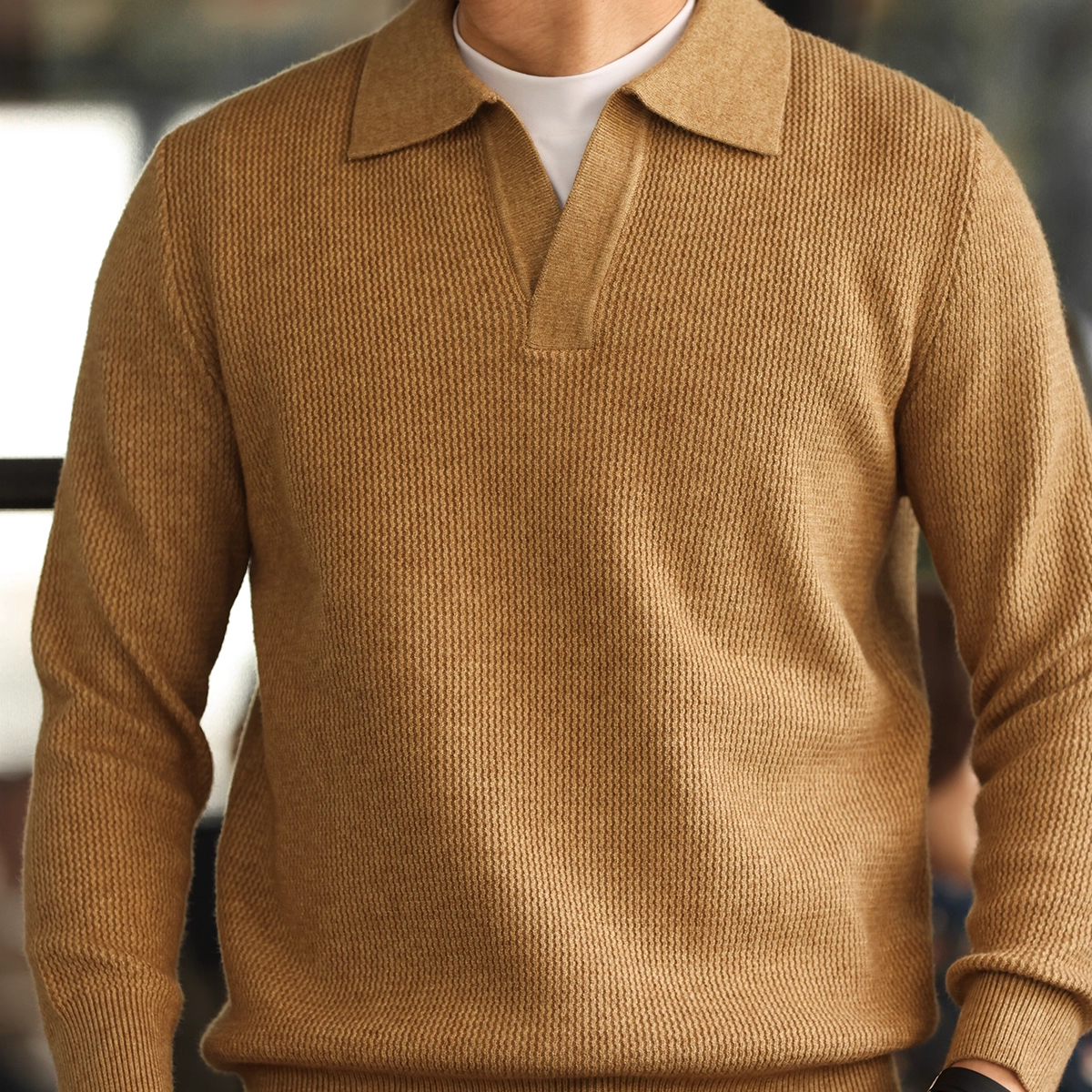 American Retro Seagull Collar Knitted Men'S Polo Shirt