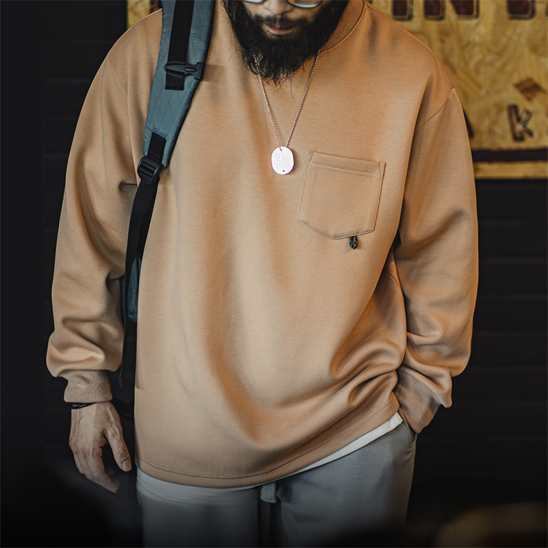 Maden casual air layer 3D letter printed hoodie illustration loose round neck long sleeved top