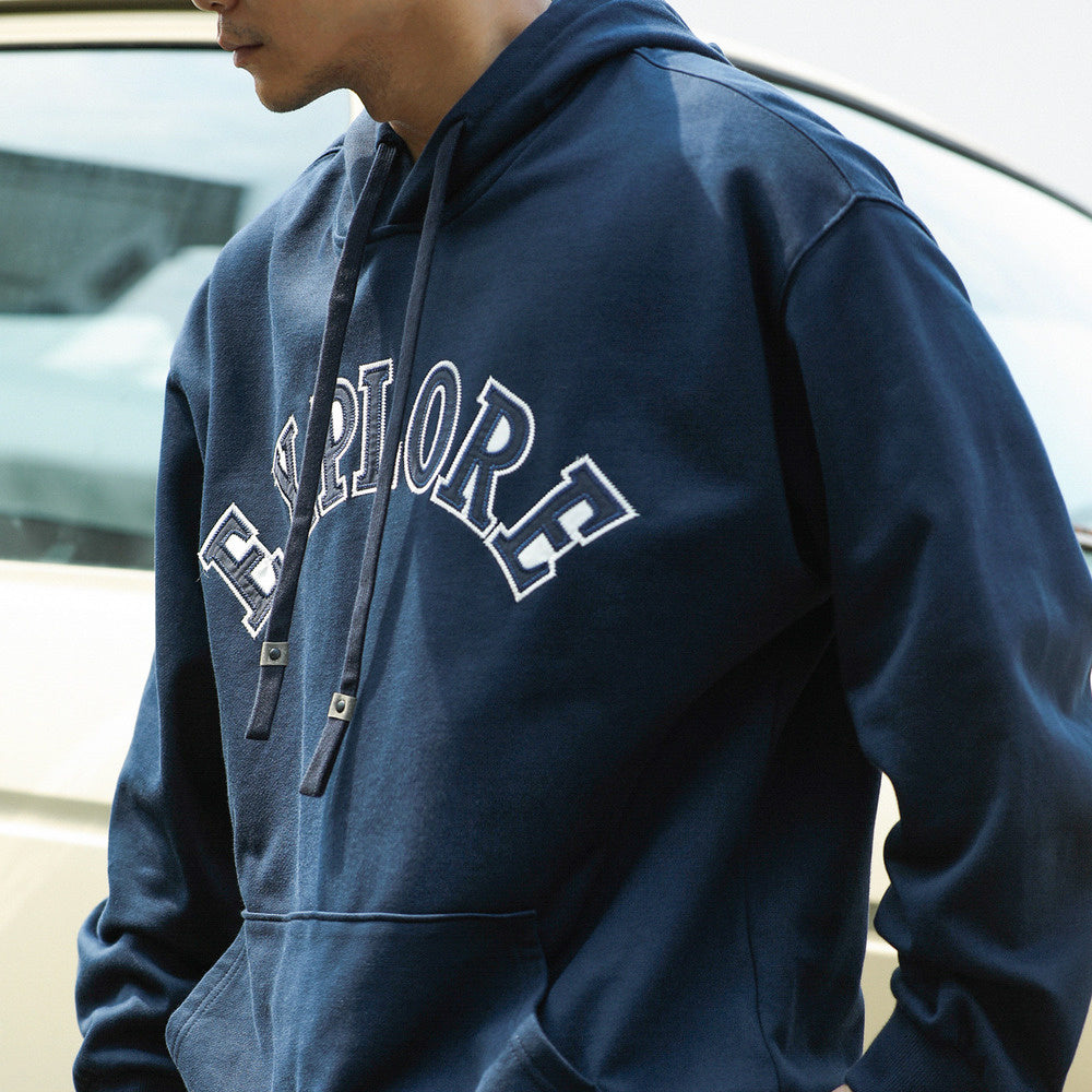 BGYO casual 380g pure cotton hooded sweatshirt men's loose embroidered couple hoodie jacket