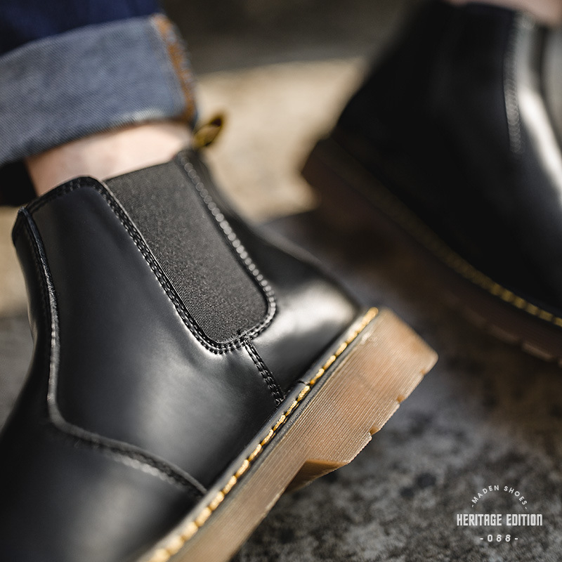 Maden Chelsea Summer English Style Mid Top Casual Work Wear Genuine Leather Martin Boots