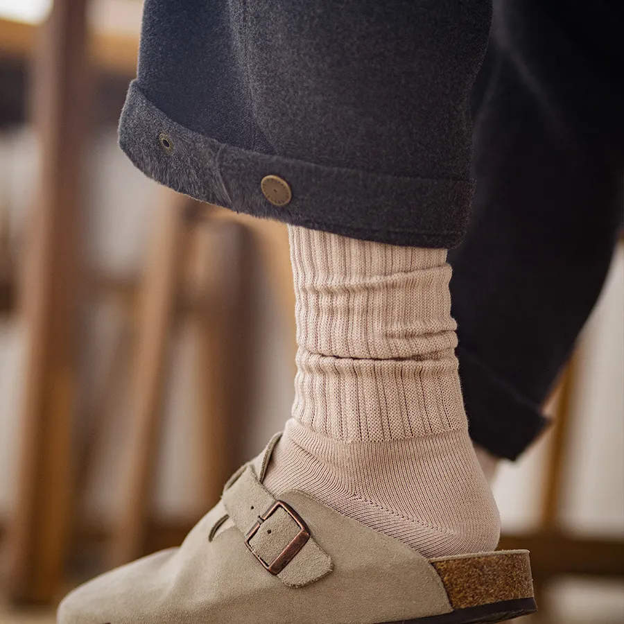 Japanese retro Amikaji pure cotton knitted long socks