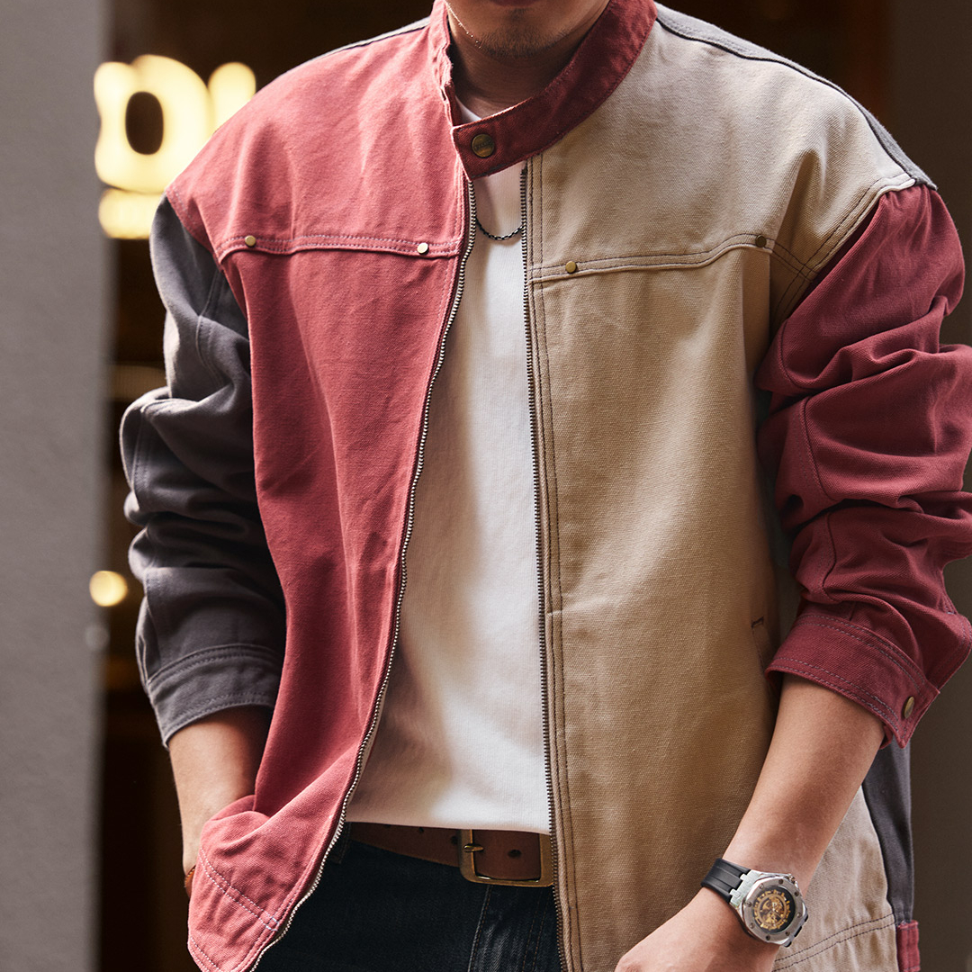 American Style Color Blocked Harrington Men'S 2025 Casual Hunting Jacket