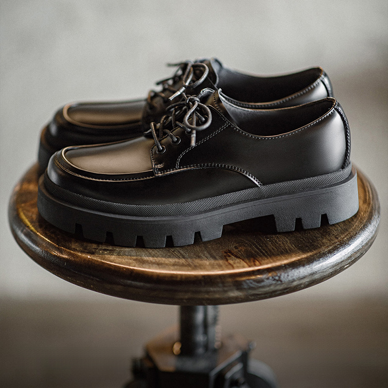 Maden Derby shoes, thick soled square toe workwear, high-end feel, big head casual Martin shoes