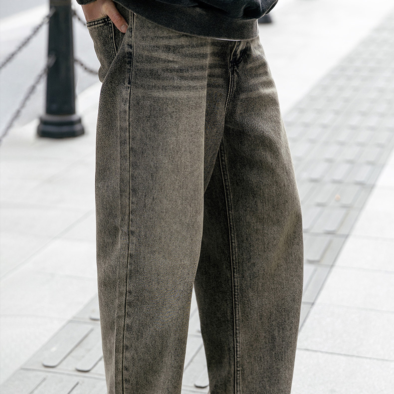 Retro washed men's loose straight leg casual pants