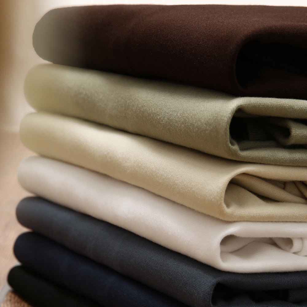 Casual 305g semi high neck long sleeved T-shirt for men, wide cut, autumn white, bottom layer shirt, trendy