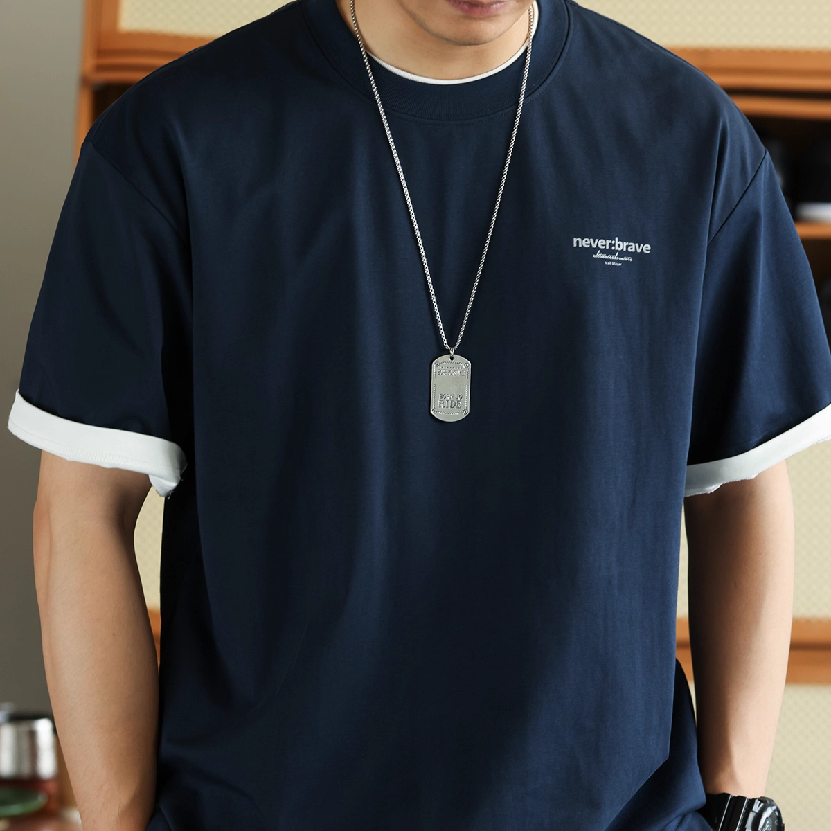 Summer American casual men's shoulder drop quick drying T-shirt