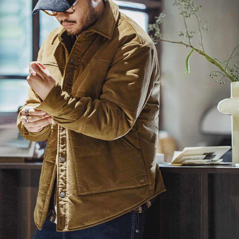 Magen Vintage Corduroy Jacket Corduroy Lapel Thick Warm Jacket