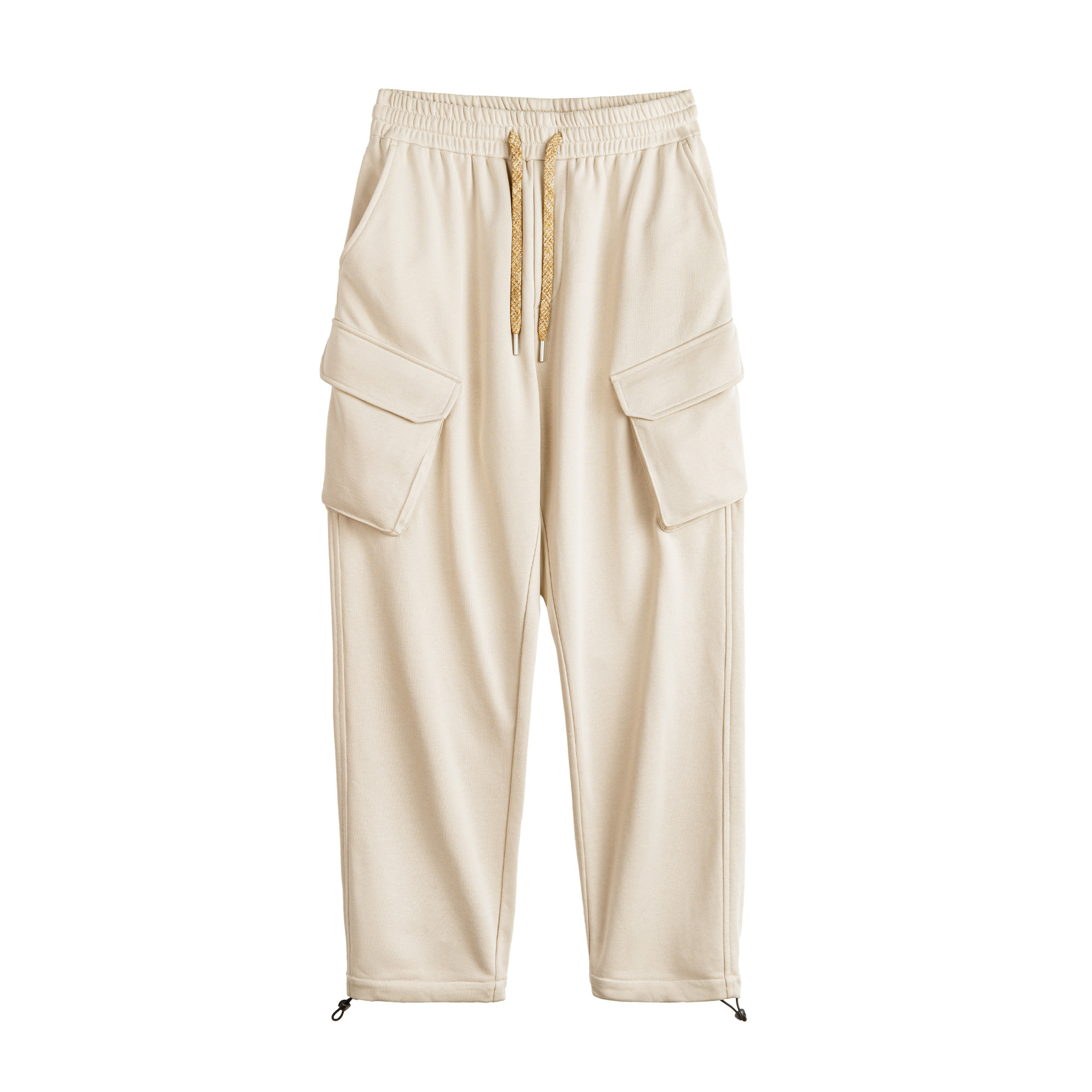 Maden retro multi pocket straight leg elastic waist band drawstring ankle sports casual pants