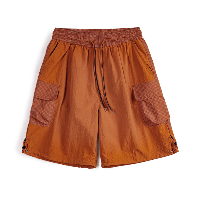 Maden Retro Sunset Orange Straight Short Dopamine Loose Nylon Half Beach Pants