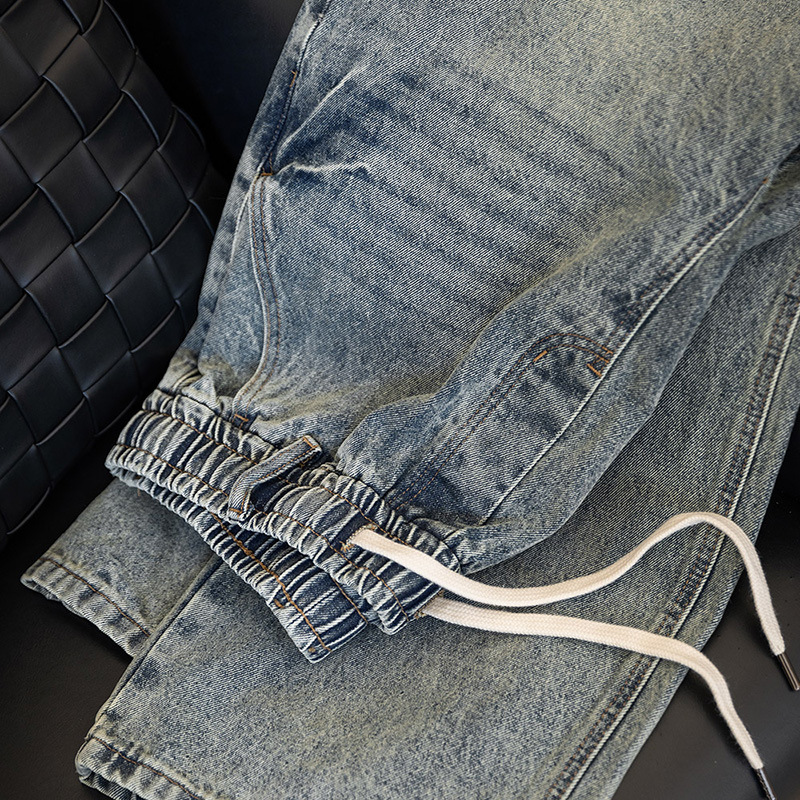 Men's Vintage Denim Straight Loose Casual Long Pants 