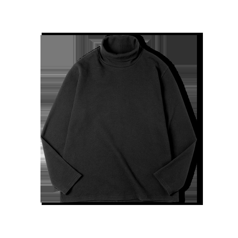 Maden Casual Sweatshirt Waffle High Collar Warm Inner Wear Long Sleeve T-shirt Bottoming Shirt