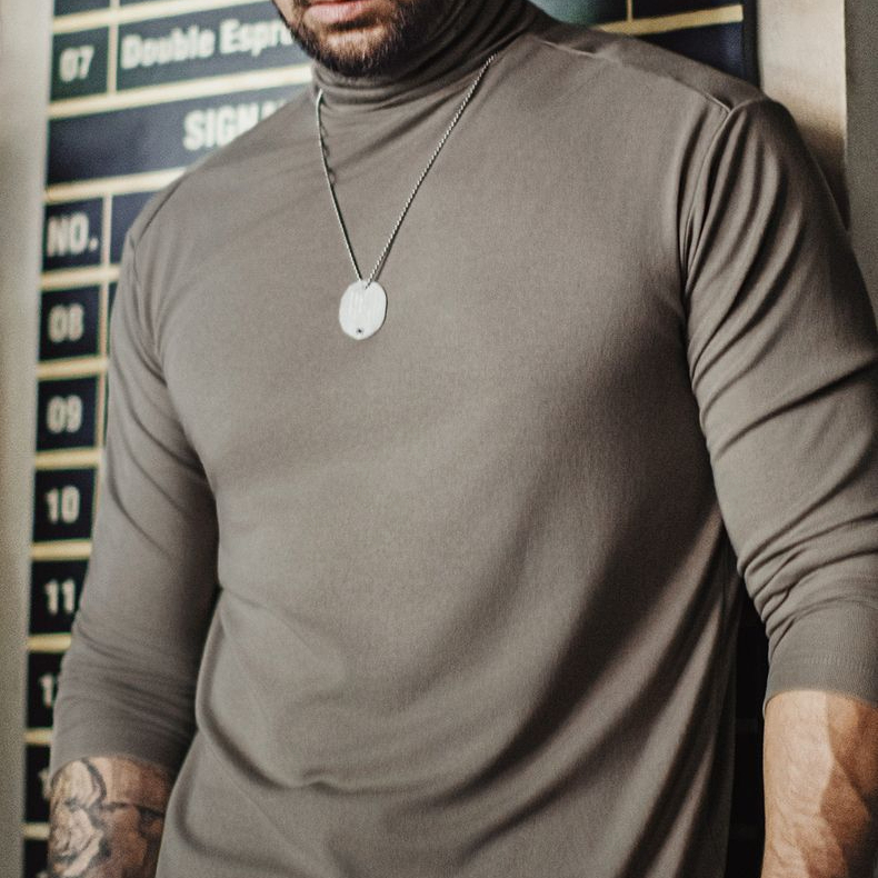 Old Money Style Men's Casual Antibacterial Half High Collar Warm Long Sleeve T-shirt