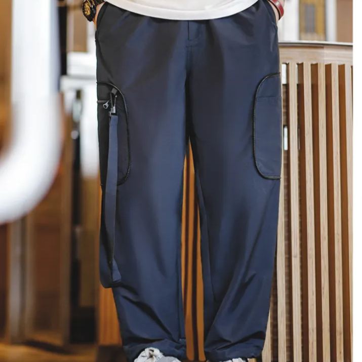 Maden Maggoed Pocket Loose Drawstring Leggings Multi Functional Straight Leg Casual Pants