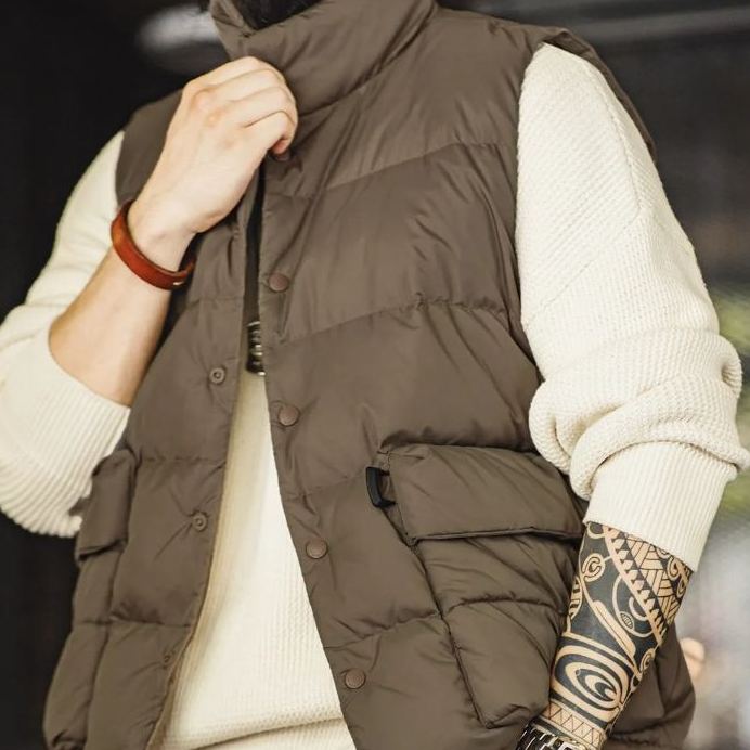 MADEN Casual Light Thin Duck down Keep Warm Inner Match Outer Wear down Vest