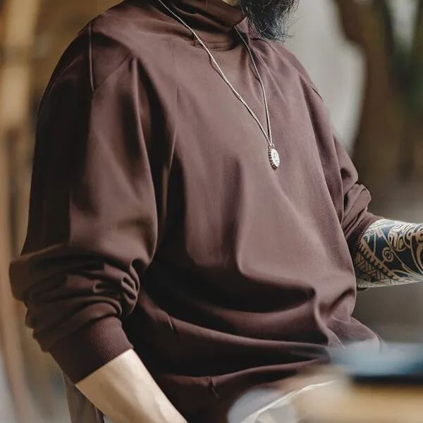 MADEN Retro Imitation Dralon High Collar Warm Raglan Sleeve Bottoming Shirt