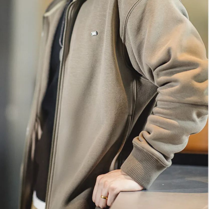 Maden casual sports style high collar warm fleece jacket coat