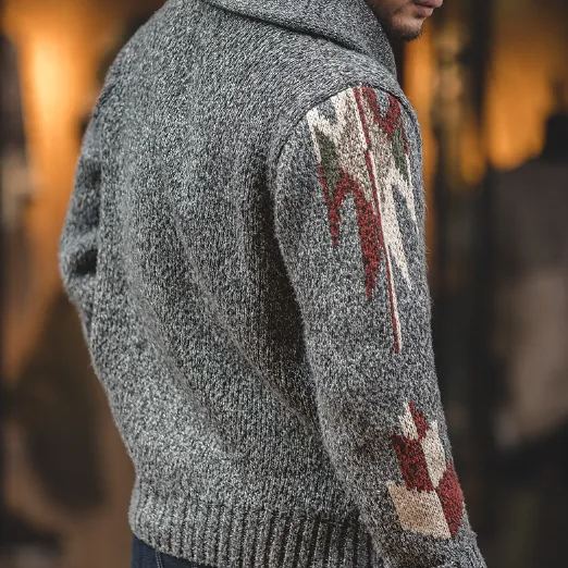 MADEN Cardigan Green Collar Sweater Indian Lapel Thickening Knitted Coat