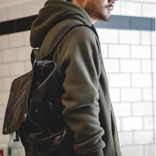 MADEN Casual Heavy Polar Fleece Hooded All-Matching Thickened Fleece Pullover