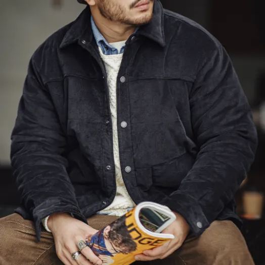 Magen Vintage Corduroy Jacket Corduroy Lapel Thick Warm Jacket