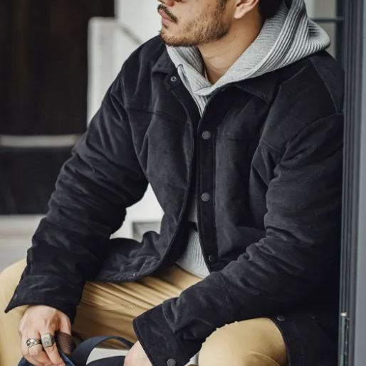 Magen Vintage Corduroy Jacket Corduroy Lapel Thick Warm Jacket