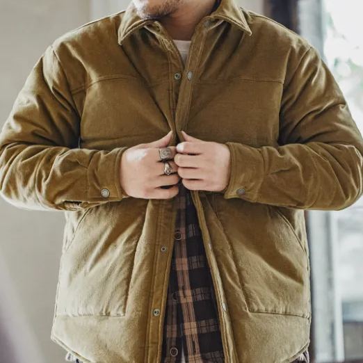 Magen Vintage Corduroy Jacket Corduroy Lapel Thick Warm Jacket