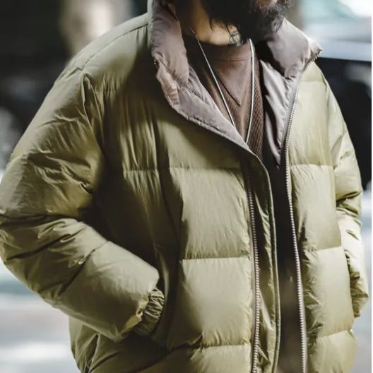 MADEN Double-Sided Quilted down Jacket Duck down Versatile Stand Collar Warm Jacket