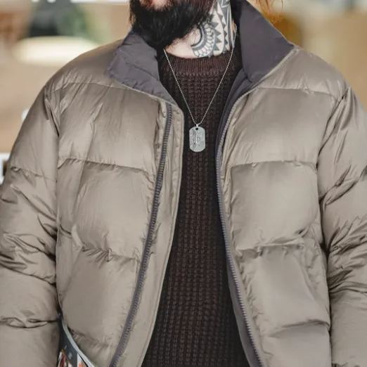 MADEN Double-Sided Quilted down Jacket Duck down Versatile Stand Collar Warm Jacket