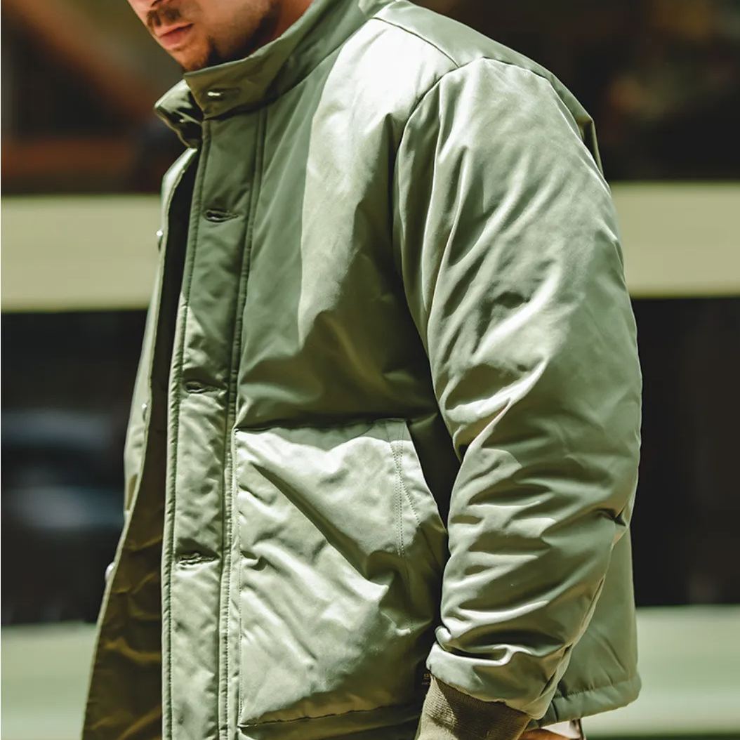 MADEN Retro Stand-up Collar Thick A1 Pilot Jacket Cotton-Padded Single-Breasted Coat