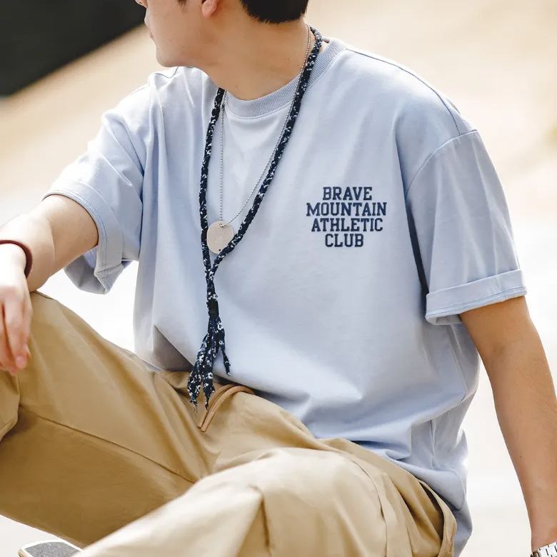 Maden Casual Macaron Flocking Letter Printed Cotton round Neck Short Sleeve T-shirt