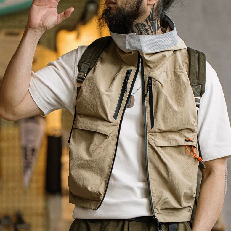 Maden Mountain Functional Quick-Drying Multi-Pocket Hooded Sleeveless Waistcoat Vest