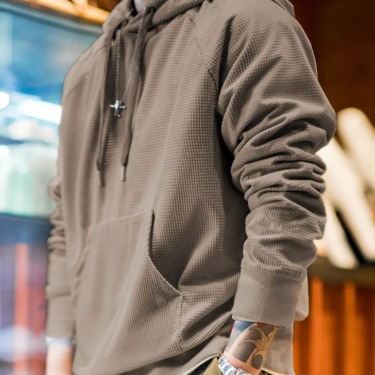 Maden Retro Corn Embroidered Hooded Sweater All-Match Solid Color Pullover