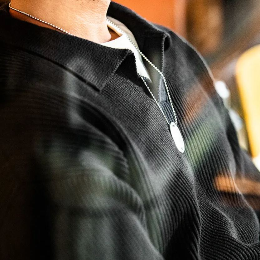 Magi Retro Lapels Knitwear Vertical Woven Sunken Stripe Polo Shirt Lazy Pullover Sweater