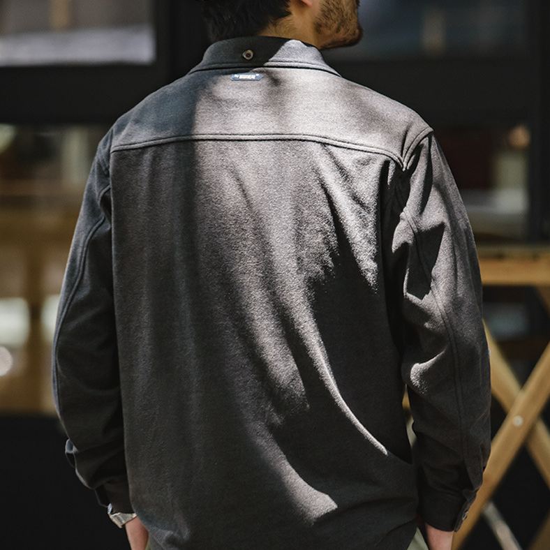 Maden Casual Starry Sky Pattern Solid Color Polo Collar Shirt Shoulder Bandage Dress Long Sleeve Shirt Coat