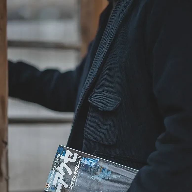 MADEN Maggole Retro Mid-Length Corduroy Trench Coat Overknee Corduroy Overcoat