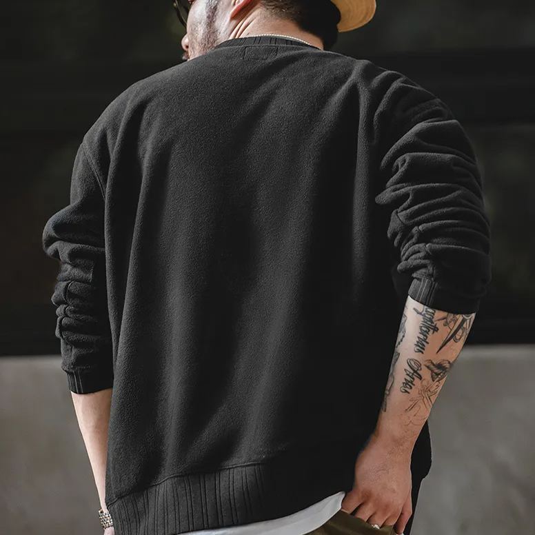 Maden Japanese-Style Retro round Neck Sweater Polar Fleece Inner Wear Warm Long Sleeves Thickened Coat