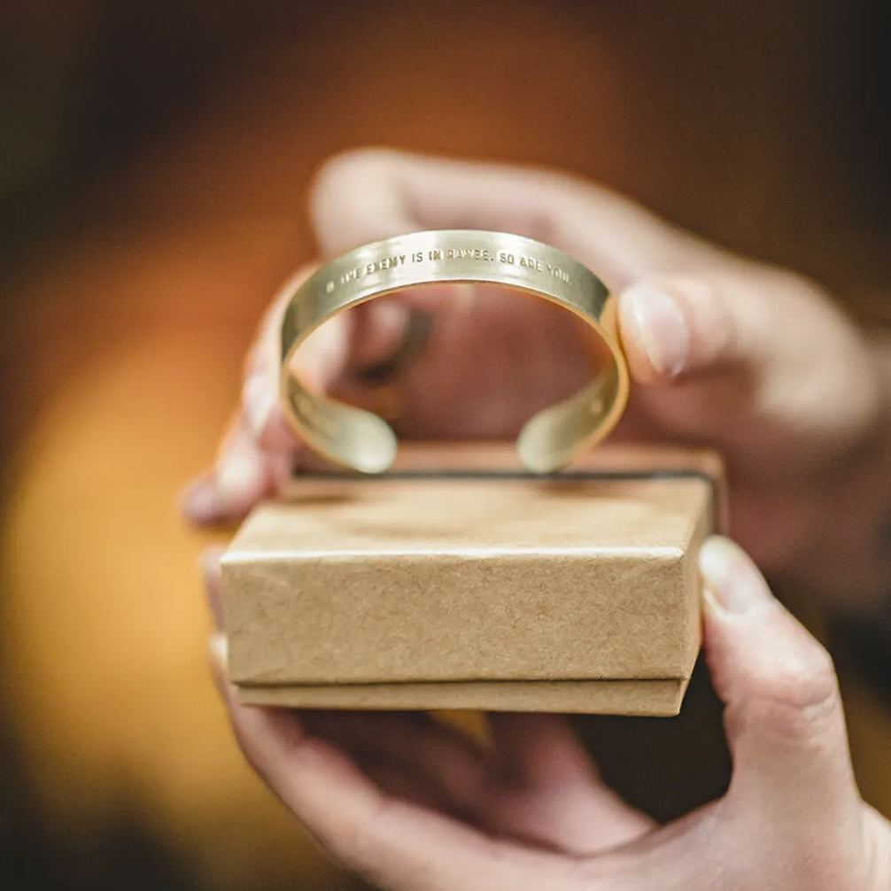 Maden Vintage Bliss Open Polished White Copper Wide Bracelet Letter Brass Polished Bracelet