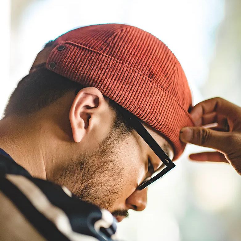 Maden Vintage Corduroy Yupi Skullcap Chinese Landlord Hat Brimless Brimless a Sailor's Cap