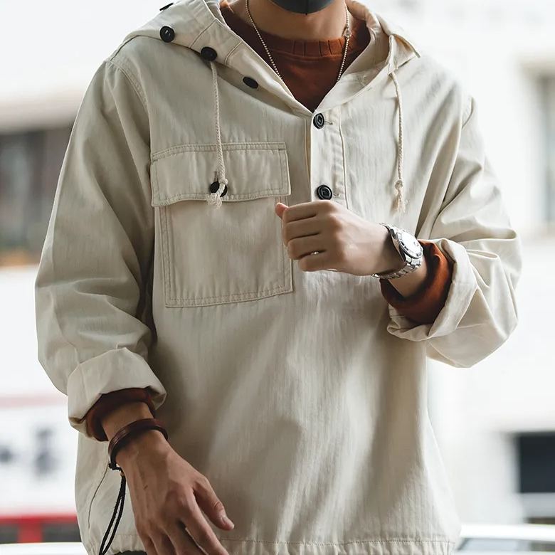 Maden Retro World War Ii Beige Deck Serving Bad Weather Coat Charging Sweater Hoodie