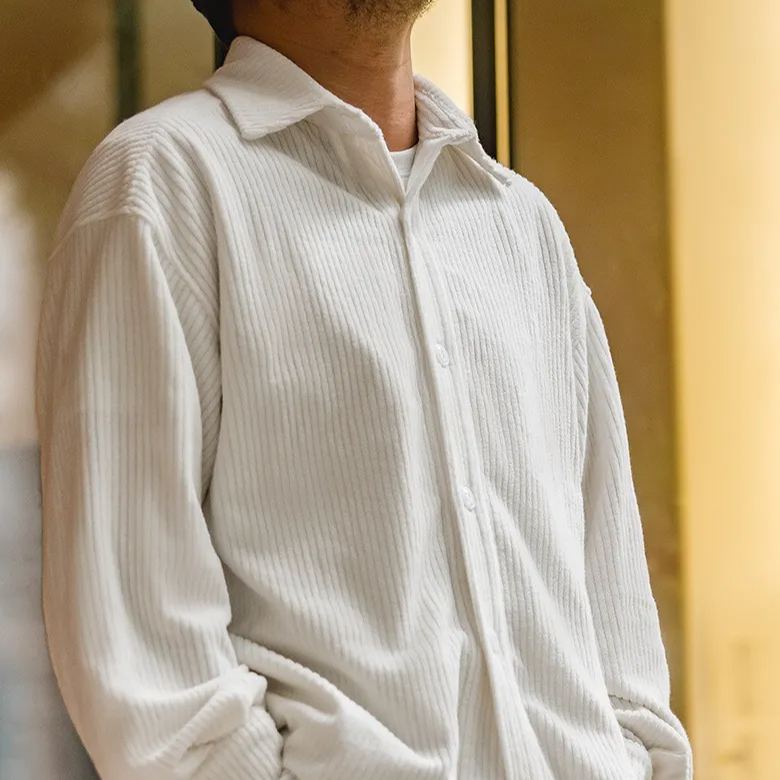 Maden Japanese-Style Retro Jacquard Knitted Dark Gray Shirt Long Sleeve Thick Coat Shirt