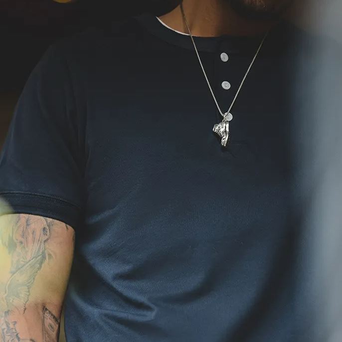 Maden Retro Amekaji Short Sleeve Henley Shirt Summer Army Green Micro-Elastic T-shirt